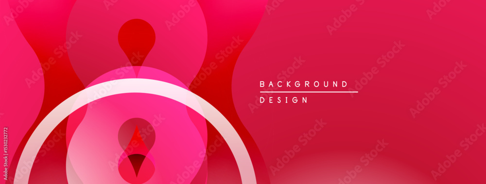 Fototapete Abstract pink design. Overlapping circles create dynamic visual effect. Gradient shades add depth, modern aesthetic.