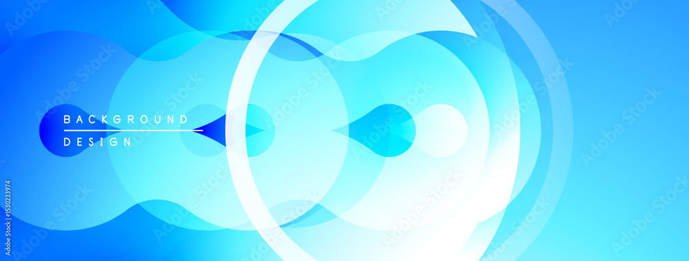 Aufkleber Abstract blue background. Overlapping circles, waves create dynamic visual effect. Smooth gradients, modern design elements present.