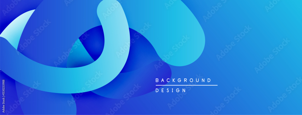 Aufkleber Abstract blue layers create dynamic background. Smooth shapes overlap, offering modern visual appeal. Gradient shades enhance depth.