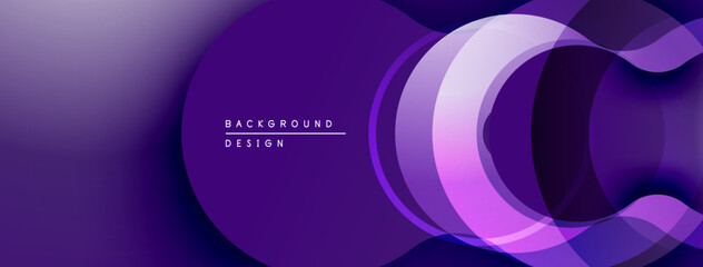 Abstract purple design features overlapping layers, creating dynamic visual effect. Smooth gradients suggest depth, modern aesthetic.