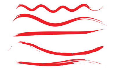 Collection of hand drawn red grunge brushes. Vector Grunge Brushes. Dirty Artistic Design Elements. Creative Design Elements. White background. Distress Frame, Logo, Banner, Wallpaper.  EPS 10 .