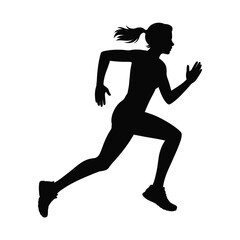 Silhouette of a woman running fitness and healthy lifestyle concept
