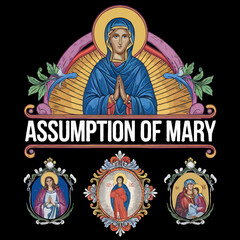 Obraz premium Assumption of Mary Vector EPS High-Quality Religious Illustration
