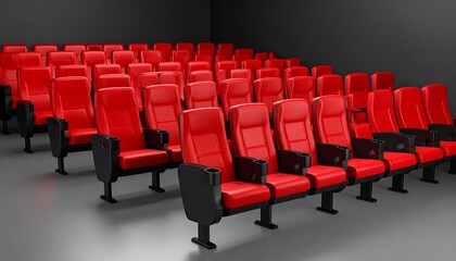 Fototapeta premium Empty Red Seats in Modern Cinema.