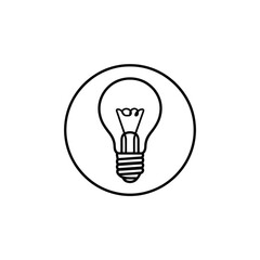 Minimalist Light Bulb Icon in Circle Black and White