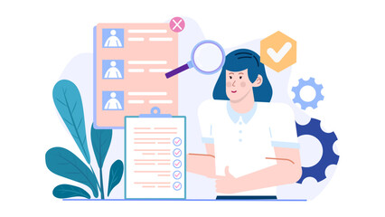 Woman reviewing a checklist, suitable for presentations, business concepts, organization tips, planning, productivity, task management, and goal setting visuals.