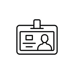 Identification badge icon with photo and information in outline style