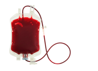 Blood bag donation medical supply isolated on transparent background