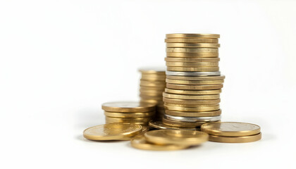 Stack of Coins Isolated on White Background for Financial Concepts