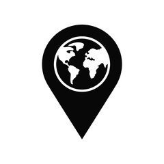 World Location Pin Icon Black and White Illustration