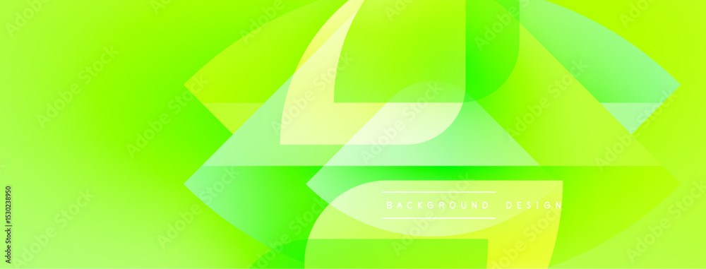 Aufkleber Bright green abstract background. Overlapping shapes create dynamic visual effect. Modern design elements present smooth gradients.