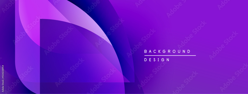 Poster Abstract purple gradients overlap, creating dynamic visual effect. Text reads background design in white. Modern, sleek presentation.