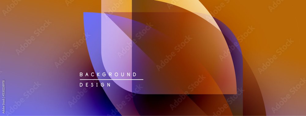 Leinwandbilder Abstract design features overlapping shapes, vibrant orange, purple hues. Modern background with text elements. Smooth gradients create dynamic visual effect.