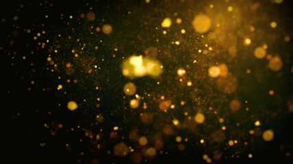 Abstract background with golden dust particles lights bokeh effect Overlay - Powered by Adobe