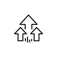 Three Arrows Pointing Upward with Increasing Bars Icon Illustration