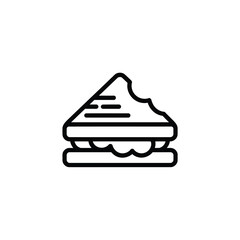 Minimalist Line Art Illustration of a Triangle Sandwich with Bite