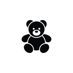 Obraz premium Minimalist Black Teddy Bear Illustration Cute Stuffed Animal Toy Icon Style
