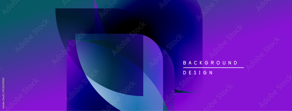 Poster abstract purple, blue layers create modern background. minimalist design features text background de