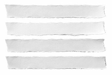 Four Ripped Pieces of White Paper Texture, Background, Design Element