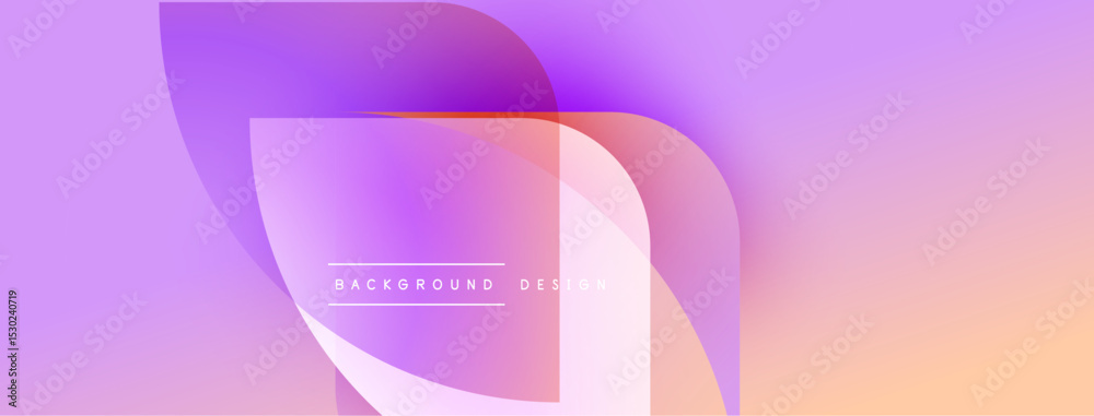 Poster Abstract gradient background. Soft purple, pink hues blend smoothly. Overlapping shapes create dynamic visual effect. Minimalist design.