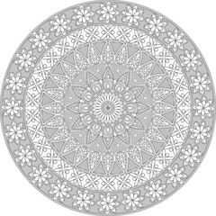 Difficult Mandala Coloring Page Line Art Vector