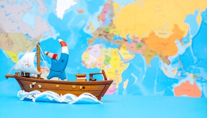 Ship Cartoons, Map Illustration, Sea Travel Icons