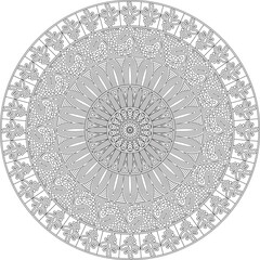 Geometric Mandala Black And White Coloring Page For Adult