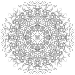 Adult Mandala Coloring Page Outline Design