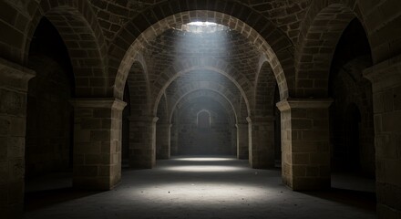 Fototapeta premium Several round arches form an old vault.