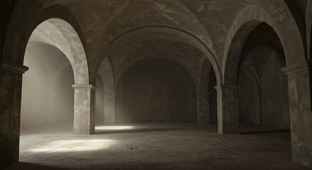 Obraz premium Several round arches form an old vault.