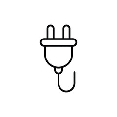 Simple Line Drawing of an Electrical Plug on White Background