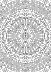 Line Art Mandala Adult Coloring Page Vector