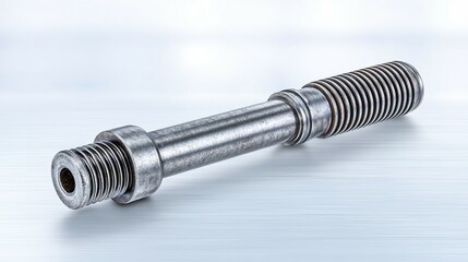 Close-up of a metallic rod with a spiral component.