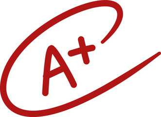 Fototapeta premium Crimson A+ Grade: Hand-Drawn Oval Circle, Academic Achievement, Superior Performance, Education Concept.