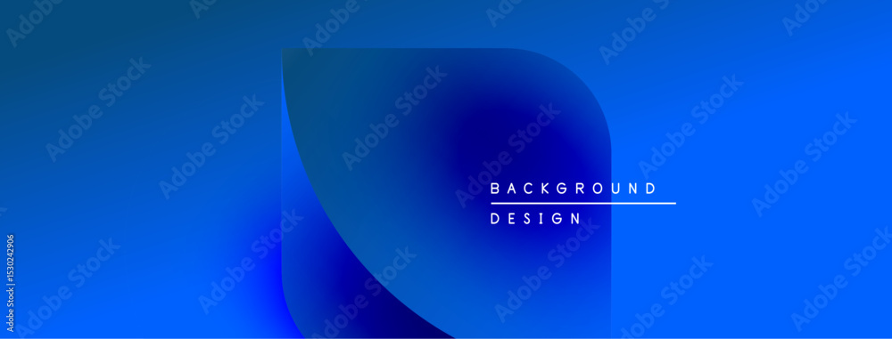 Poster Abstract blue gradient background. Soft shapes overlap, creating modern design element. Text reads background design. Minimalist aesthetic.