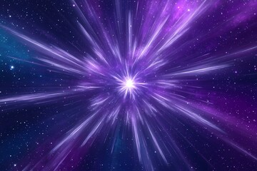 Naklejka premium Deep space fractal bloom in ultramarine and violet with fine white streaks radiating symmetrically, 