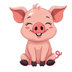 Fototapeta premium Hand drawn cartoon pig vector illustration
