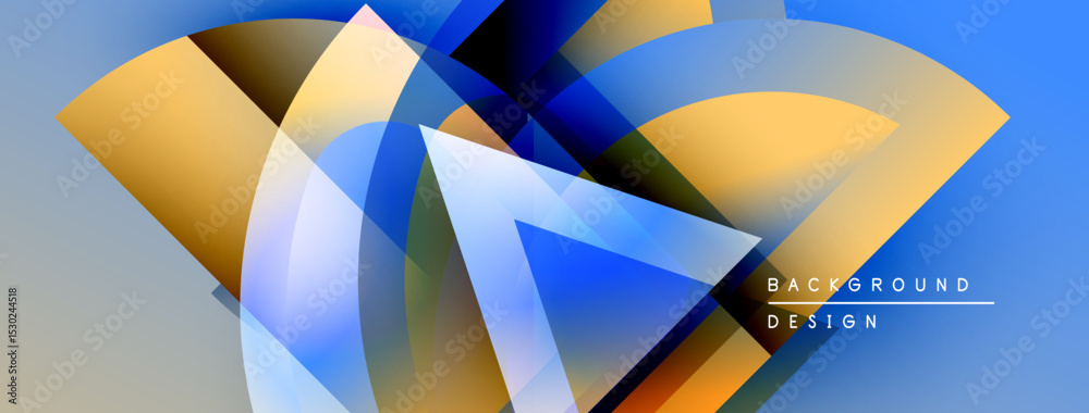 Aufkleber abstract geometric shapes overlap, creating dynamic visual effect. blue, gold, black hues dominate c
