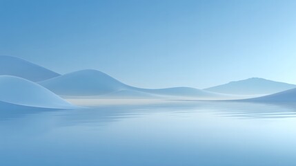 Serene Blue Landscape Digital Artwork