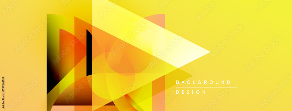 Poster Abstract geometric design. Yellow gradients form overlapping shapes, creating dynamic visual texture. Modern background for presentations.