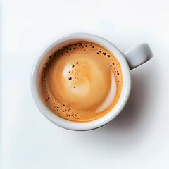 Top view of a fresh cup of coffee with a rich, creamy froth.