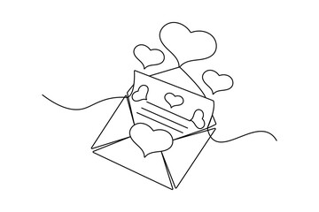 Love letter continuous one line drawing
romantic message minimalist vector illustration
