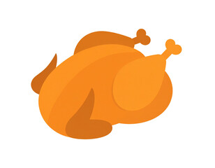 A whole roasted chicken isolated on a white background. Clip art, icon, png.