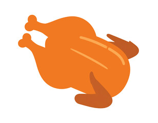 A whole roasted chicken isolated on a white background. Clip art, icon, png.