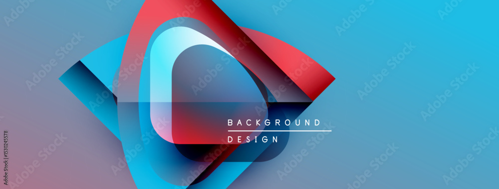 Aufkleber Abstract geometric shapes, vibrant colors, modern design. Blue, red, purple gradients create dynamic visual effect. Text reads background design.