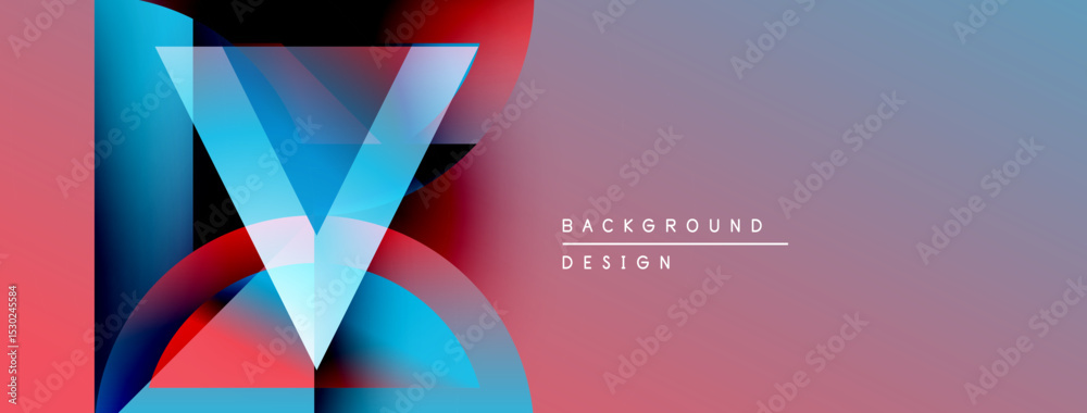 Aufkleber Abstract design features vibrant overlapping shapes, gradients. Pink, blue, red hues create dynamic visual effect. Text reads background design.