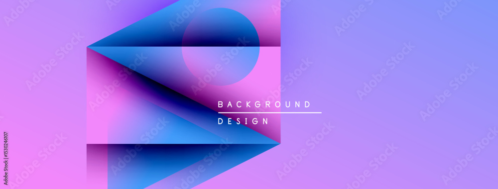 Fototapete Abstract geometric design. Gradient colors blend, creating dynamic visual effect. Text reads background design. Modern, vibrant composition.