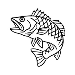 jumping bass fish outline