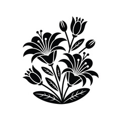 Elegant Black and White Lily Flower Arrangement Illustration Design