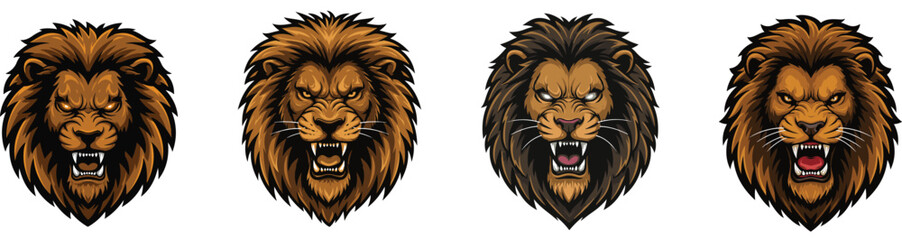 Fototapeta premium concept idea of ​​angry lion head as logo game gaming gamer team e sport, vector illustration, isolated on transparent background